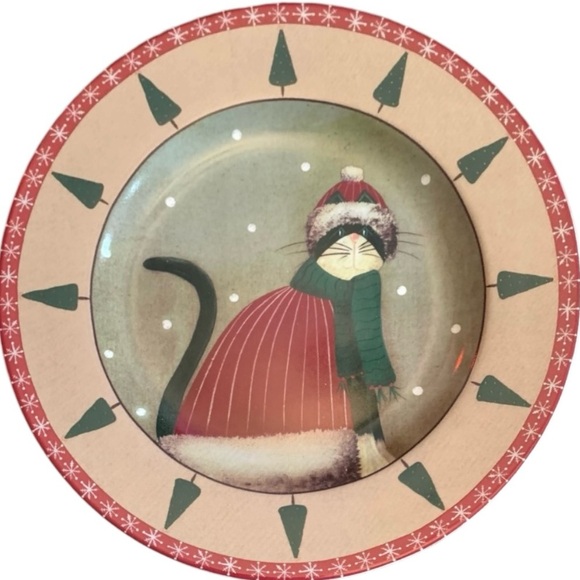 Oneida / Holiday Cats / Mix of 4 Stoneware Salad/ Dessert Plates in box - Picture 5 of 14